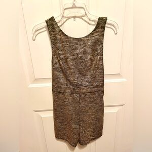 Aqua gold metallic foil twist back romper XS/S